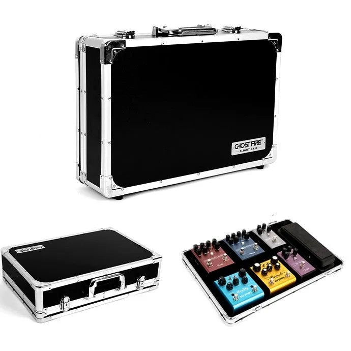 T-EC8 style guitar multi-effects stompbox pedal inside its included protective flight case.