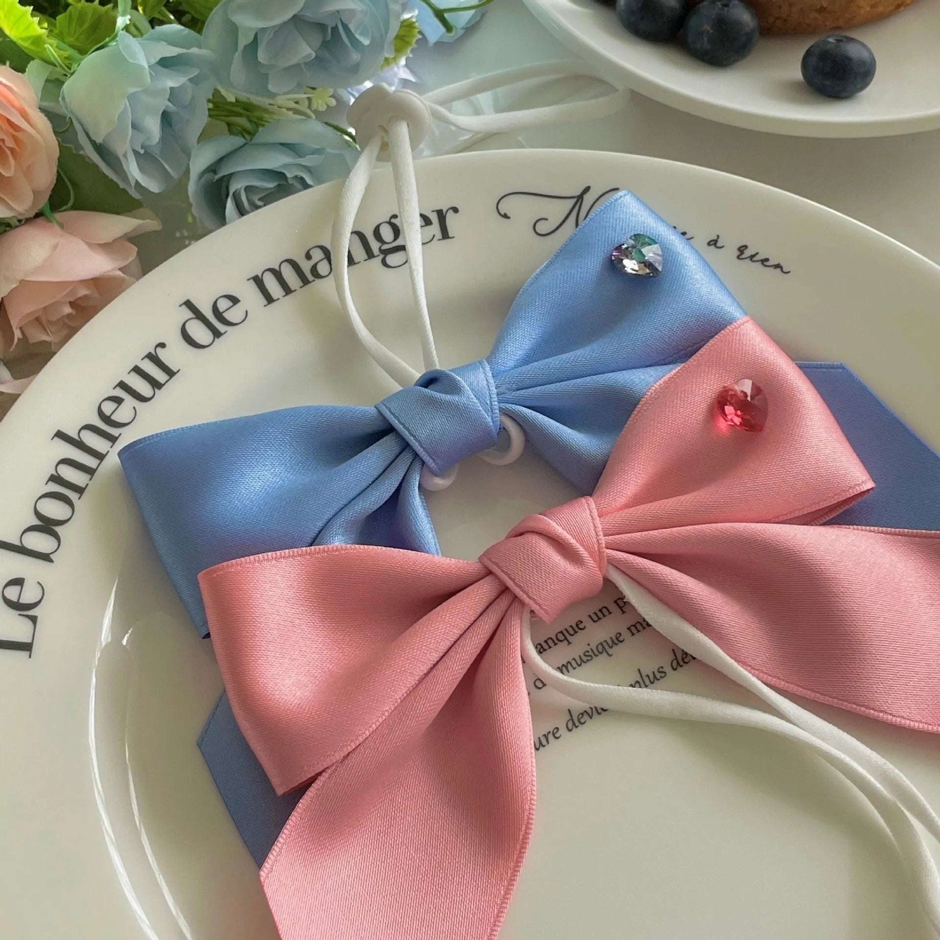 Adjustable princess-style bow dog hair band headdress in polyester cotton ribbon for 25-40cm head circumference