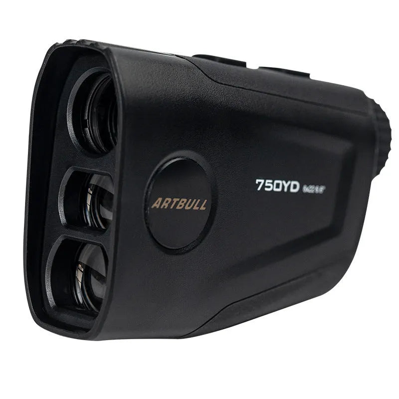 Golf laser rangefinder distance meter with LCD display showing yardage measurement