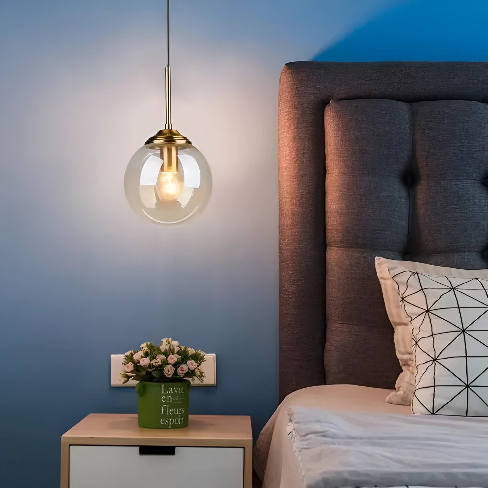 Modern round glass ball chandelier with Nordic design for living room or dining room