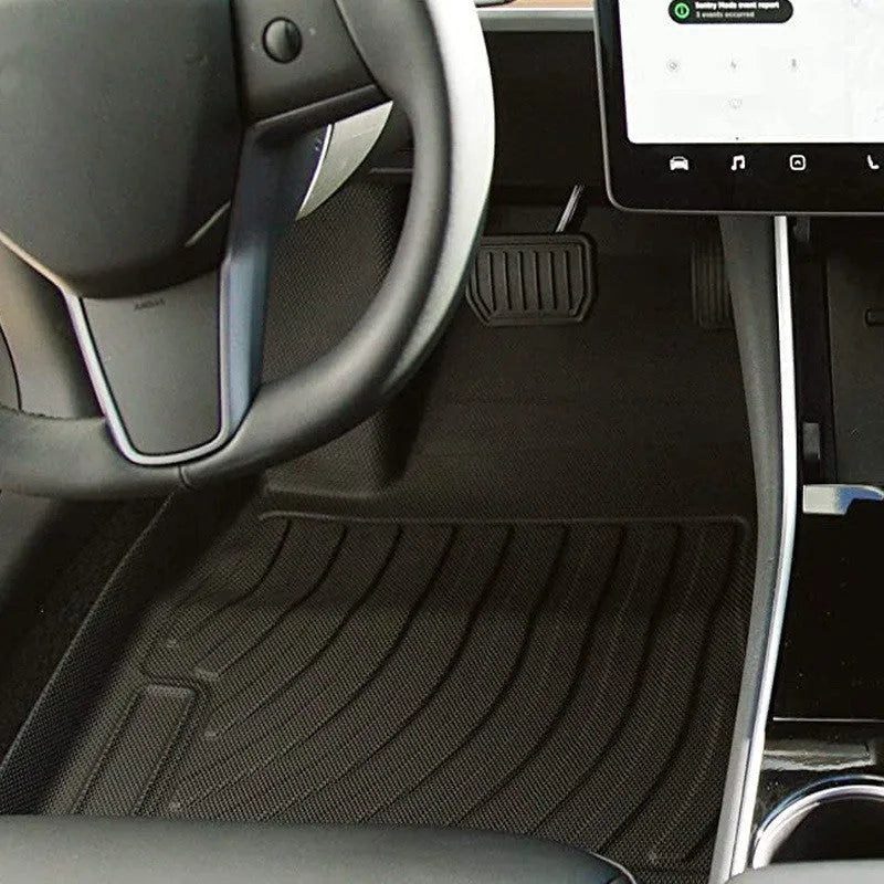 Rubber floor mat with TPE footrest for Tesla Model 3, Y, S, and X cars