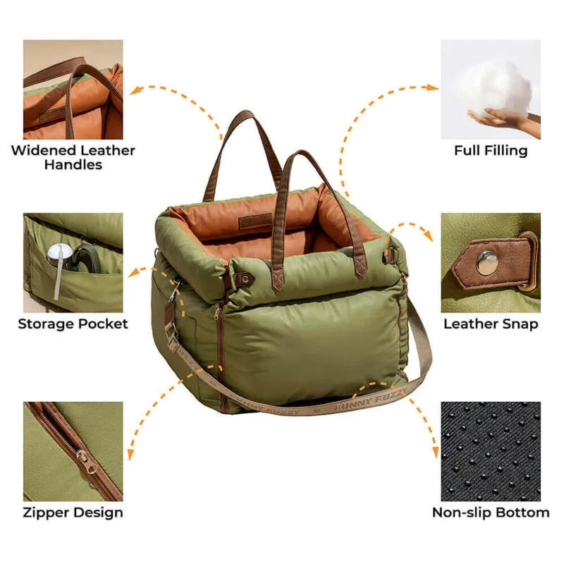 Waterproof PU leather dog car nest with removable cover in vehicle boot