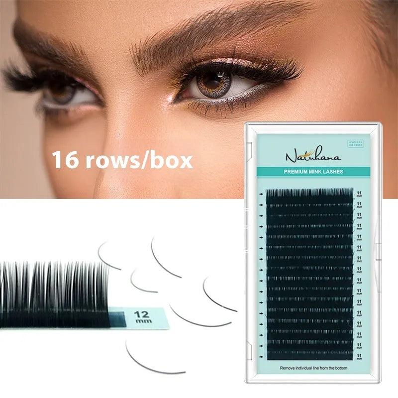 Pair of artificial fibre false eyelashes with soft velvet texture, showing varied curl and length options.