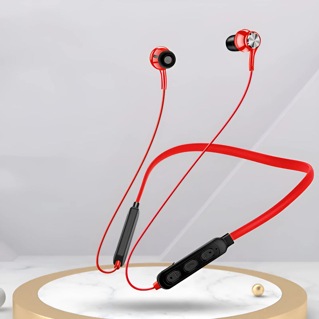 G03 sports Bluetooth earphones with neckband design in black, red, and white colour options
