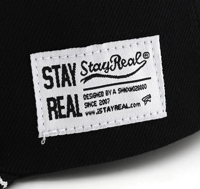 Cotton baseball hat with dome crown and letter embroidery in white or black with adjustable strap