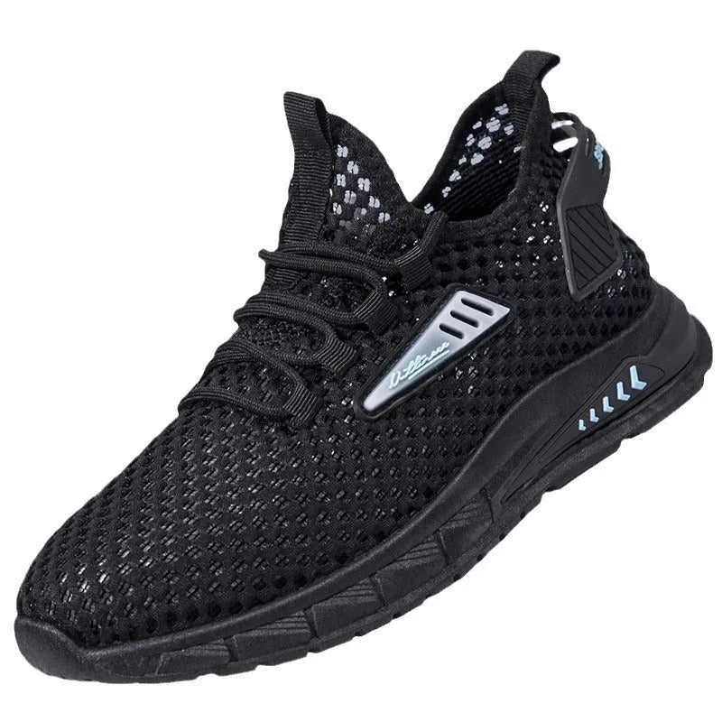 Men's beige mesh-lined casual sneakers with synthetic leather upper and white EVA sole.