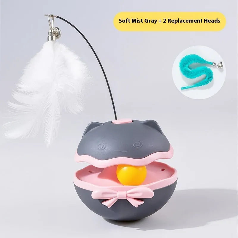 Electric cat toy tumbler self-hi cat teaser in lemon yellow, sky blue or soft fog grey