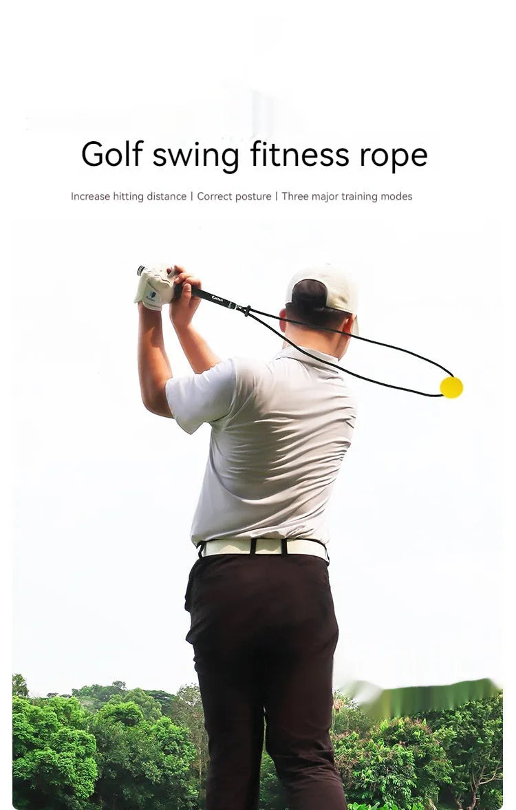Black silicone elastic golf swing practice rope trainer for technique correction