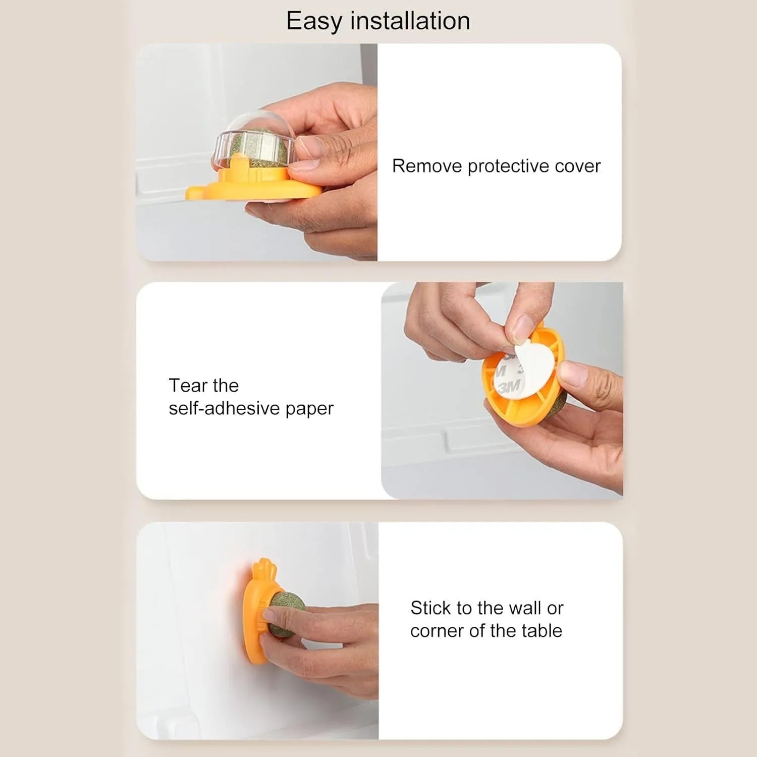 Blue carrot-shaped self-adhesive catnip wall ball for indoor cats with teeth cleaning function