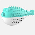 Blue silicone fish cat chew toy measuring 12.2cm for grabbing and teeth cleaning
