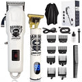 Rechargeable stainless steel hair clipper with plastic body and USB charging cable