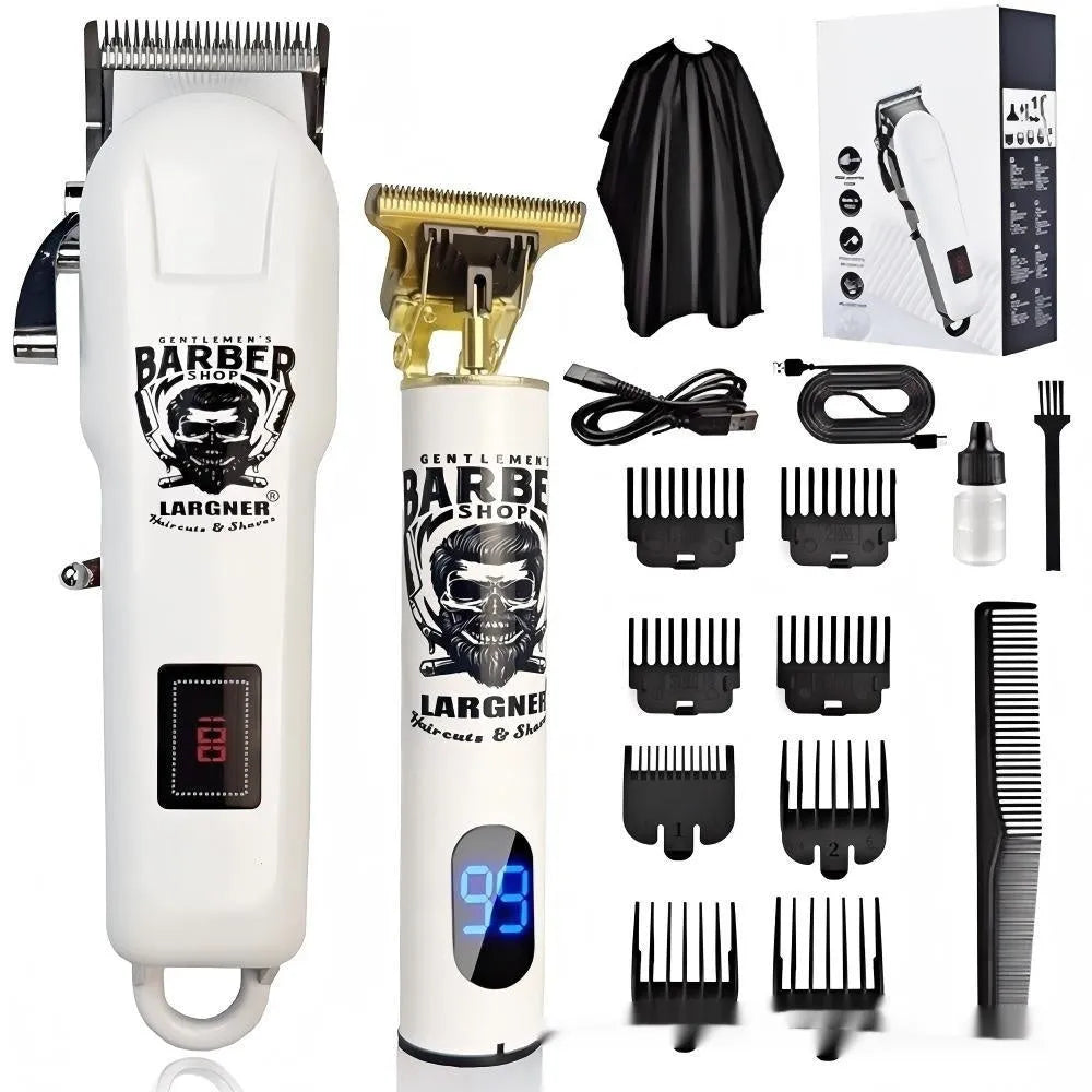 Rechargeable stainless steel hair clipper with plastic body and USB charging cable