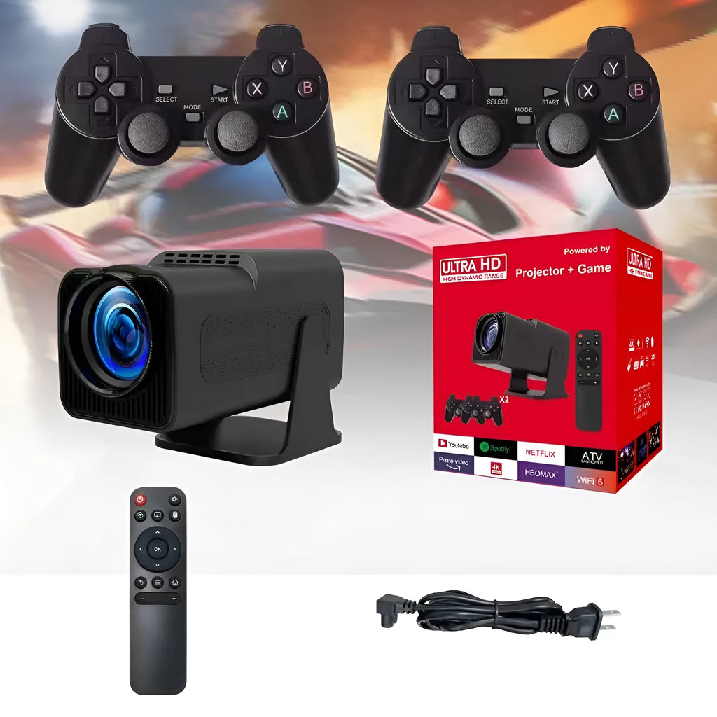 Wireless HD home projector with 720p resolution for gaming and movie viewing