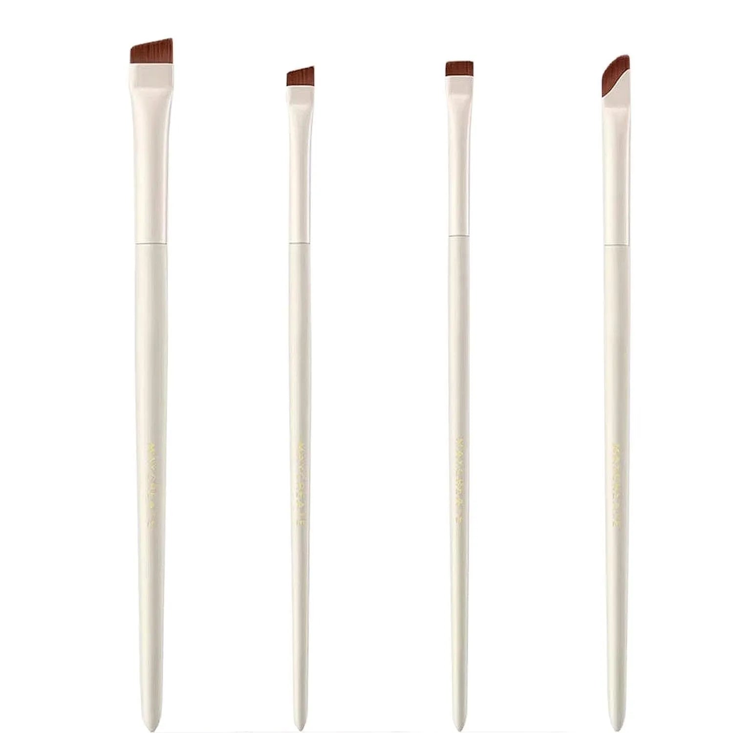 4 piece angled eyeliner and brow brush set with leather case