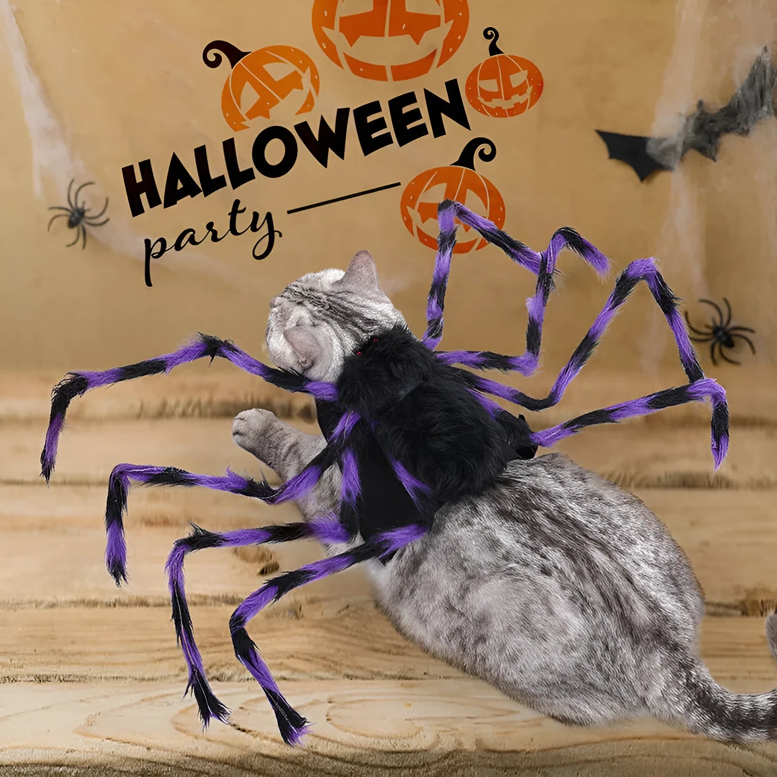 Halloween big spider pet costume for dogs and cats in polyester fabric