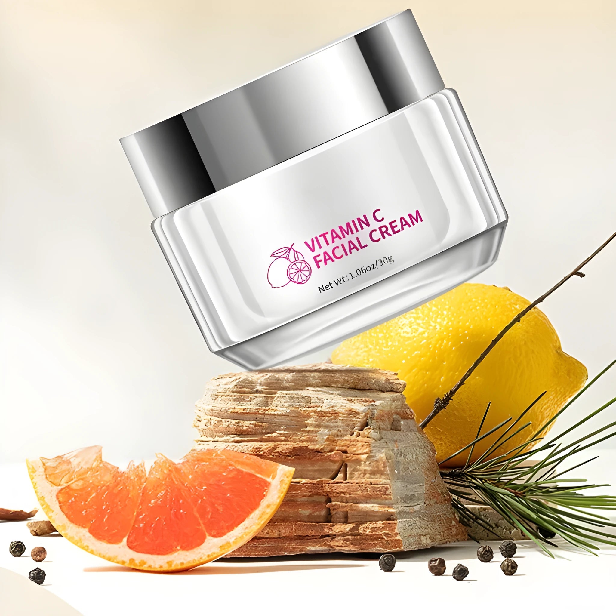 30g Vitamin C face cream in compact jar for universal skin types
