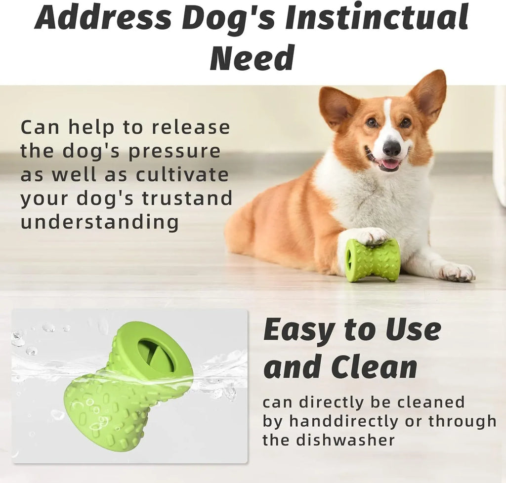 Natural rubber treat dispensing dog bone toy for aggressive chewers in blue, green and purple colours