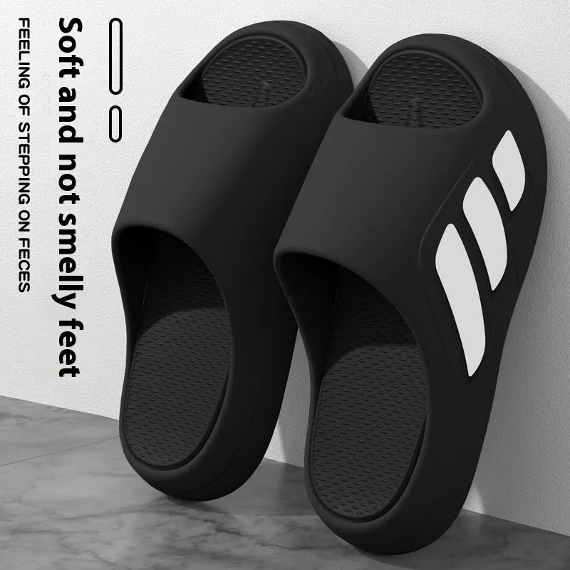 Brown and two-tone colour platform slippers with EVA construction and injection moulded soles for indoor home use