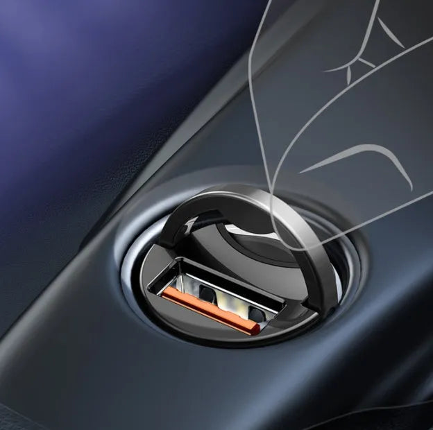 Electro-optical grey 30W PPS fast charge mini car charger with single USB port