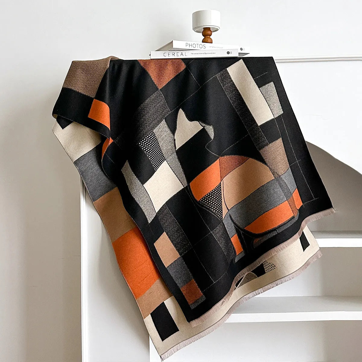 European style imitation cashmere shawl scarf in various colours showing 185x65cm dimensions