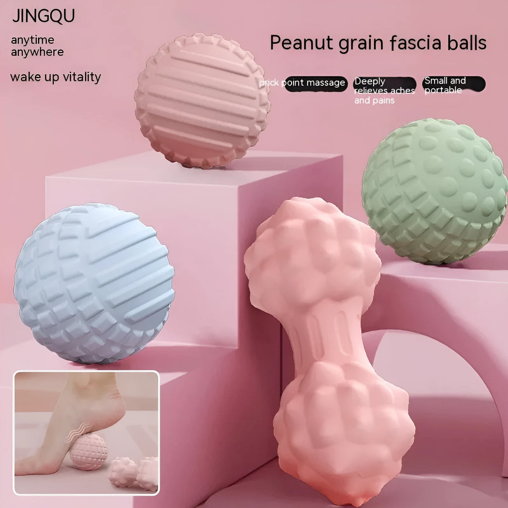 6cm diameter TPR foot massage ball in pink, blue, green, or purple colours on a plain background.