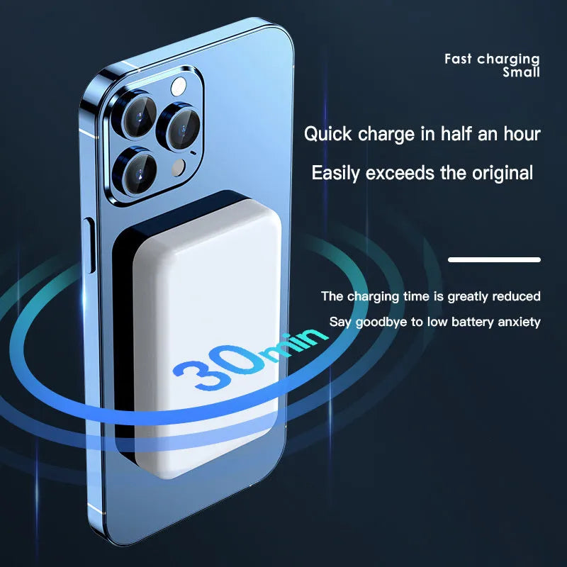 Pink purple white magnetic wireless power bank with 20000mAh capacity and 20W output