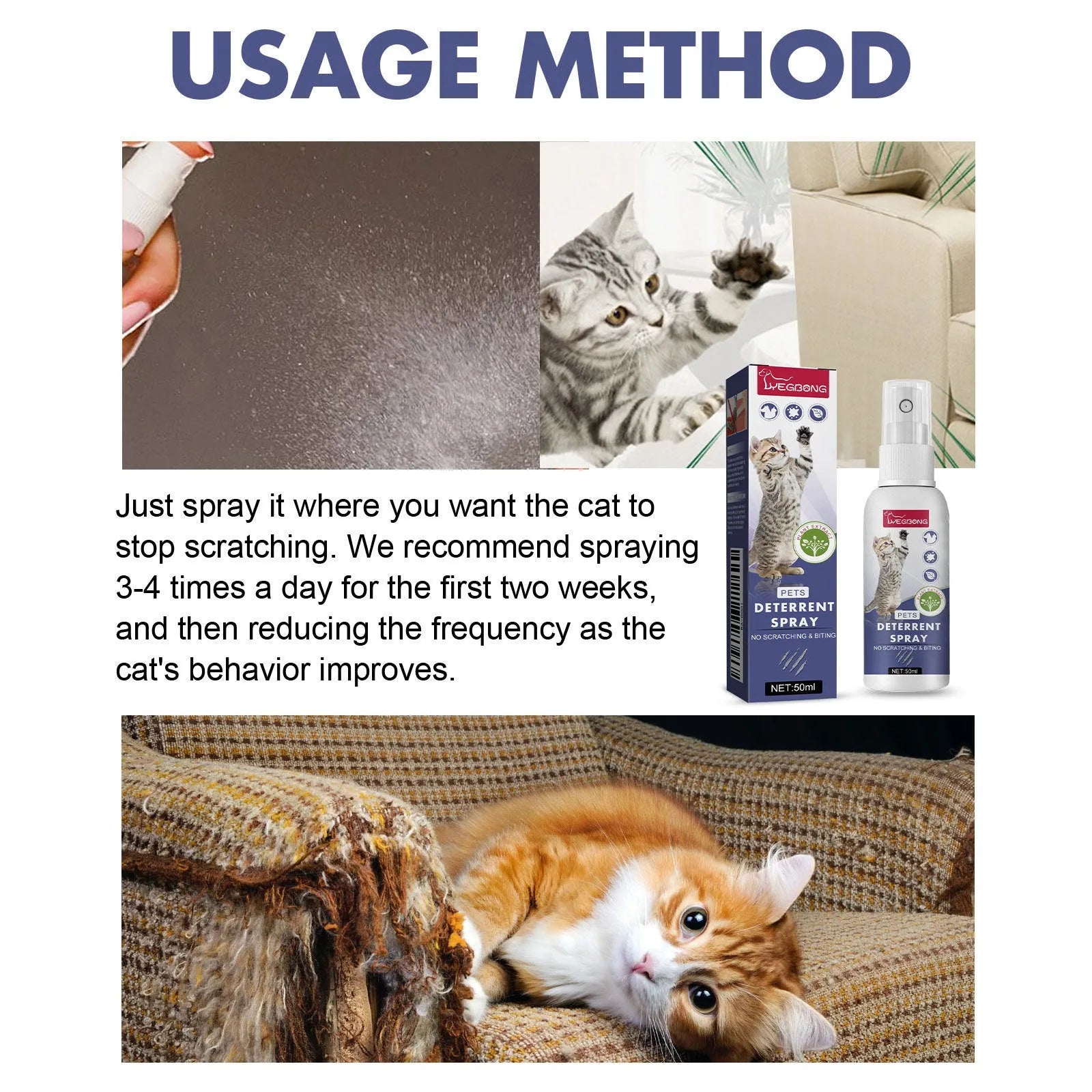 50ml pet training spray bottle for dog and cat scratching prevention on furniture