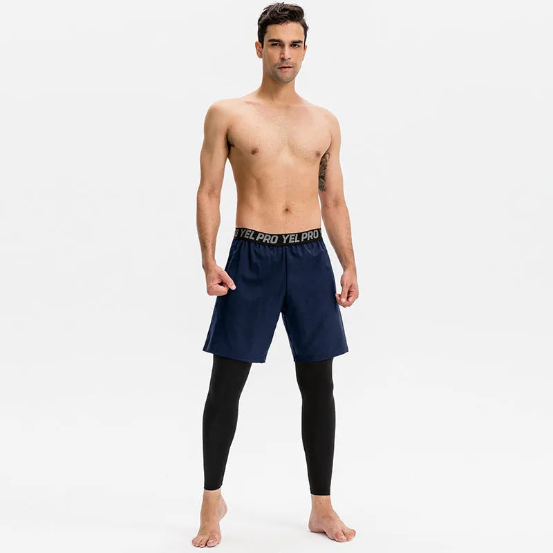 Men's tight-fitting quick drying sports pants in grey for fitness exercise