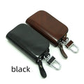 Genuine leather car key case with frosted finish in black or brown colour.