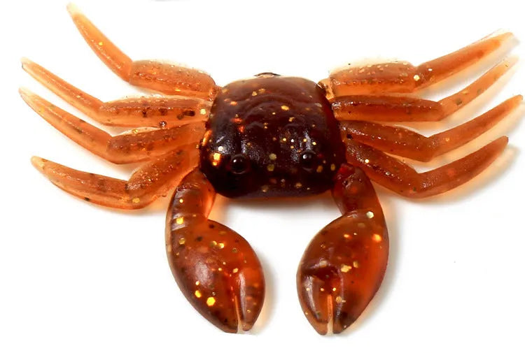 PVC soft crab fishing lure measuring 8cm long in brown crab colour variation