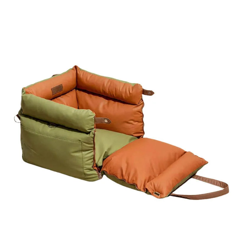 Waterproof PU leather dog car nest with removable cover in vehicle boot