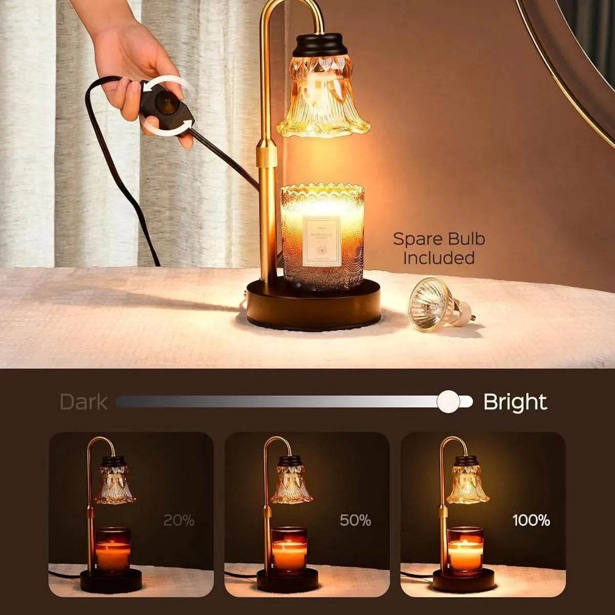 Bamboo holder ceramic wax melting lamp with international voltage range 110-220V