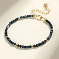 Blue tourmaline 3mm cut beaded bracelet with spacer bead design for women's jewellery