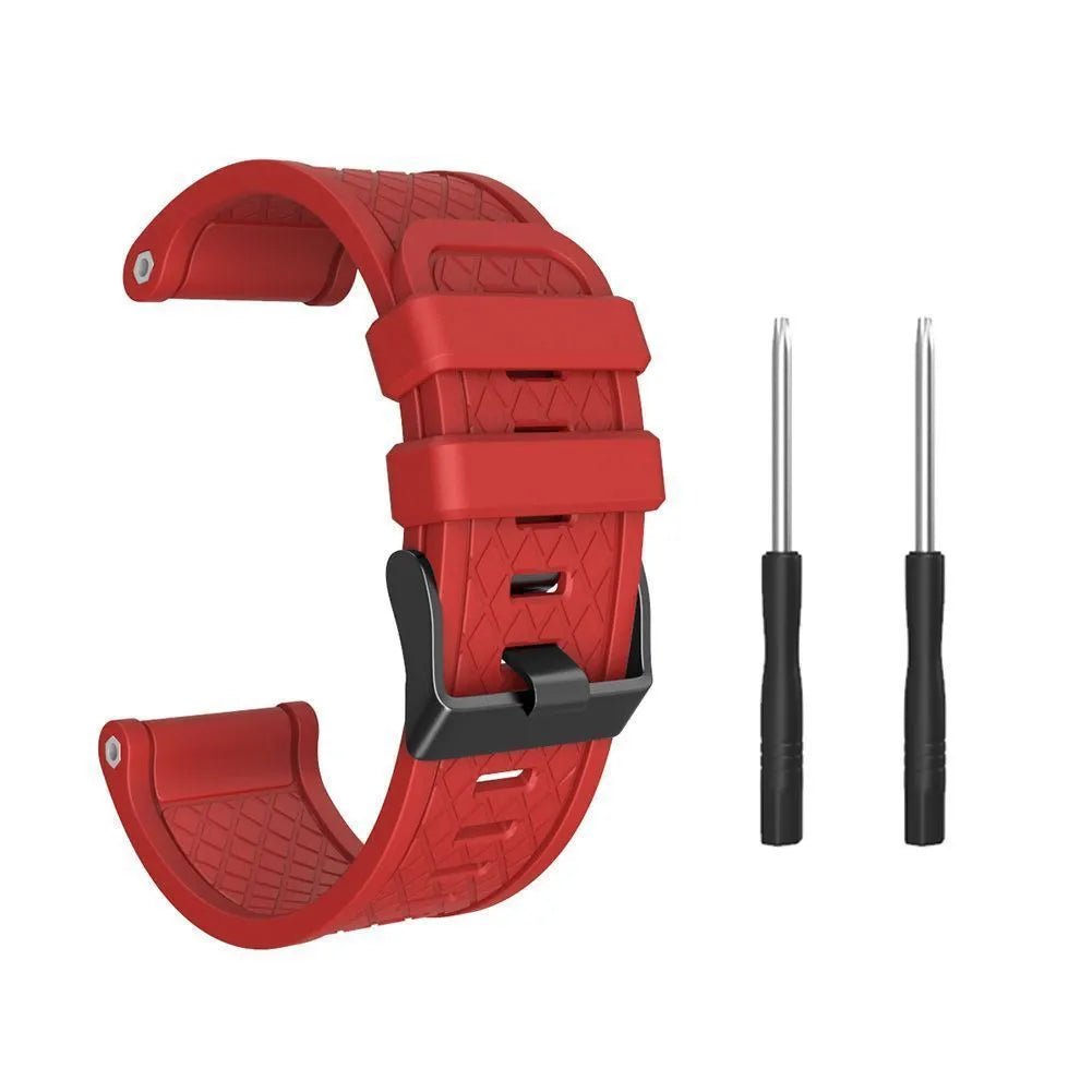 Black silicone watch strap with stainless steel buckle for Jiaming watches, 26mm width