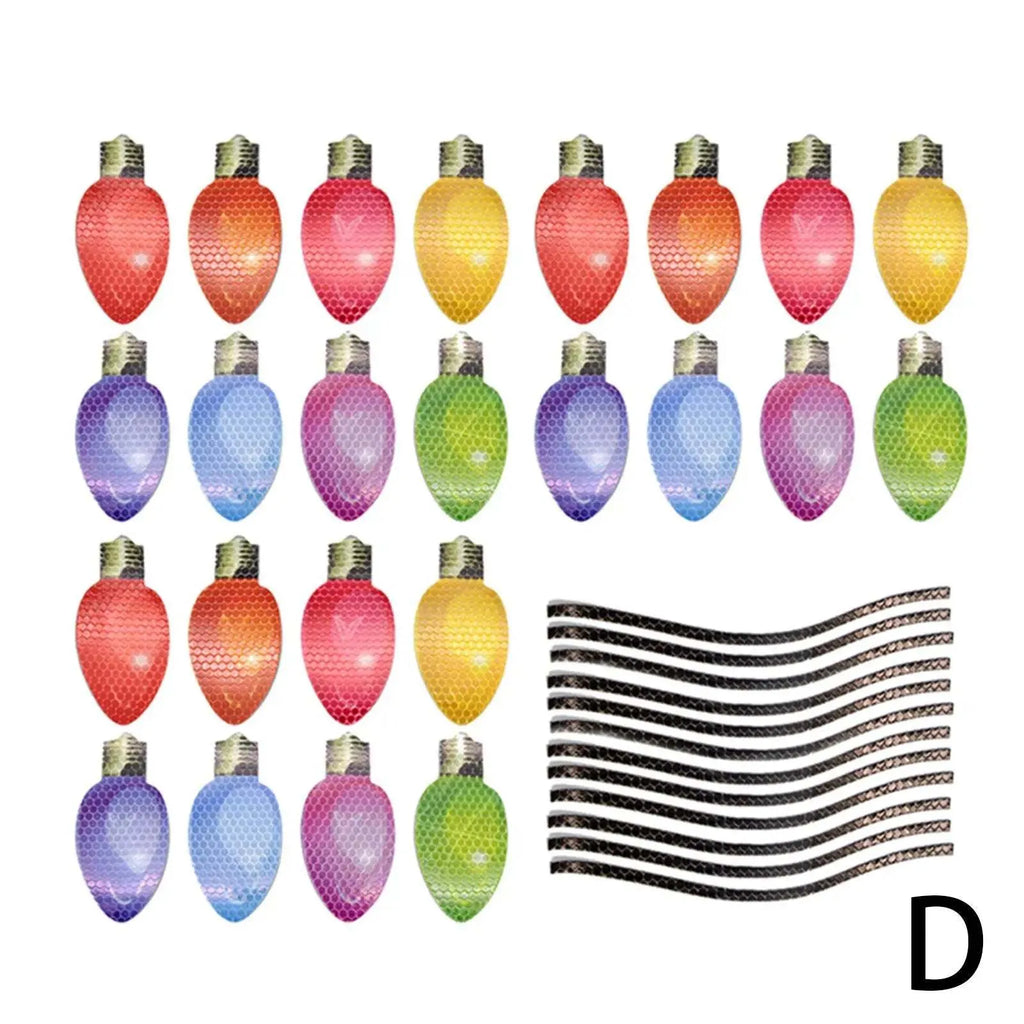 Christmas reflective magnetic bulb paste set with white honeycomb material and magnetic backing
