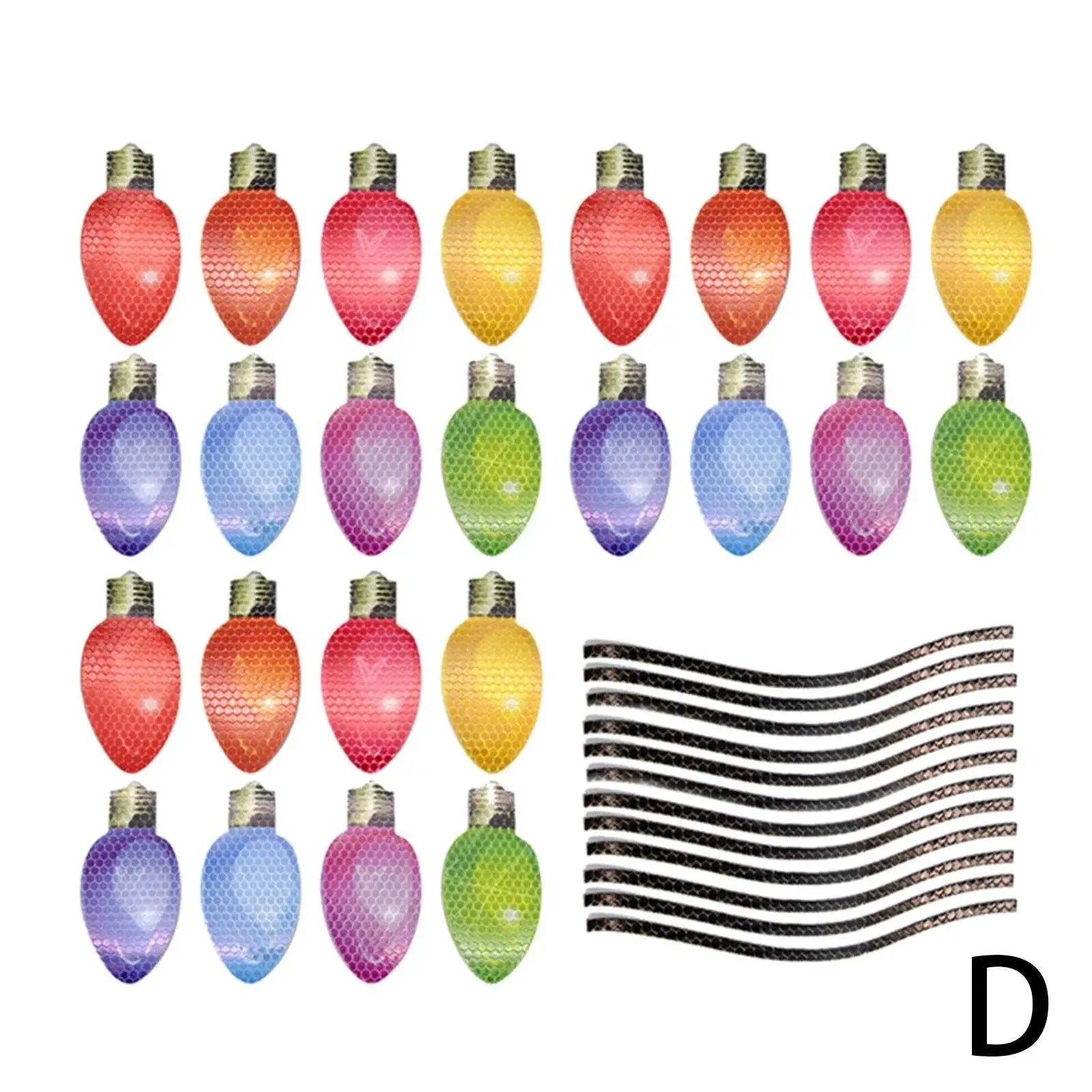 Christmas reflective magnetic bulb paste set with white honeycomb material and magnetic backing