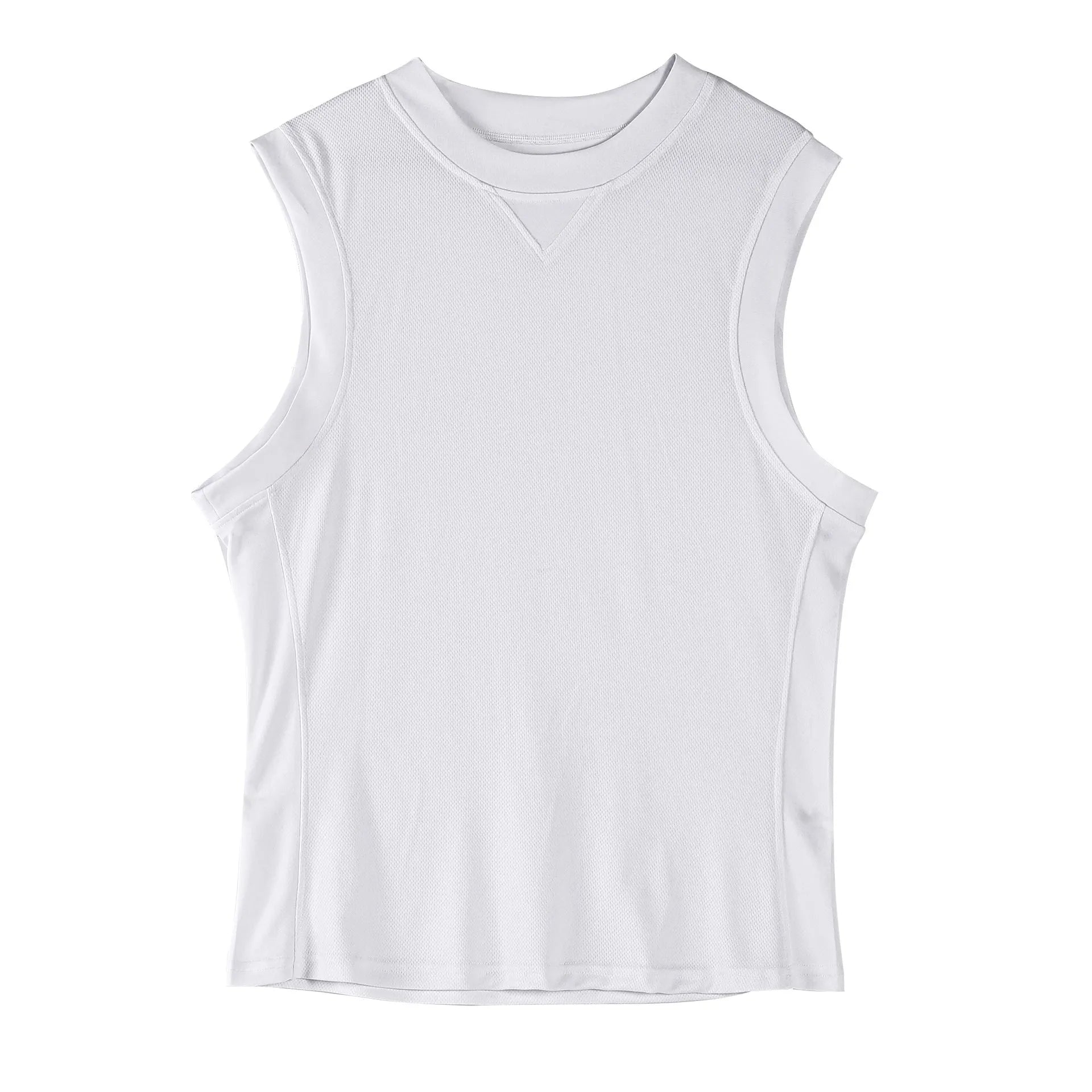 Men's white and black chemical fibre fitness vest with loose fit Asian sizing for summer sports
