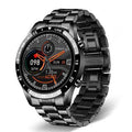Stainless steel smart watch with 1.3-inch display showing step counting data on wrist