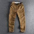 N I buckle belt work trousers with three-dimensional cutting in khaki colour