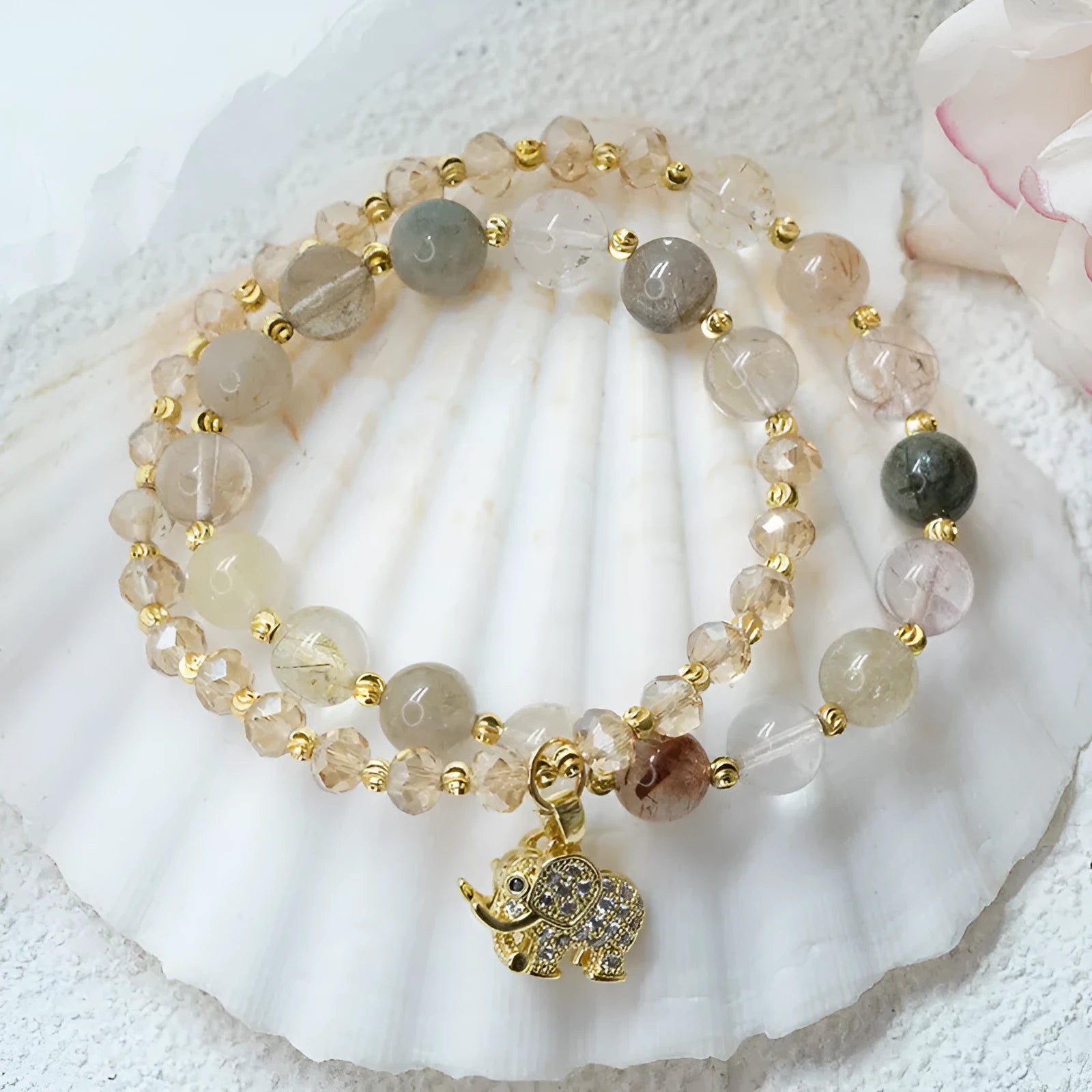 Women's retro ethnic bracelet with 521 colour hair crystal stones and adjustable beaded design