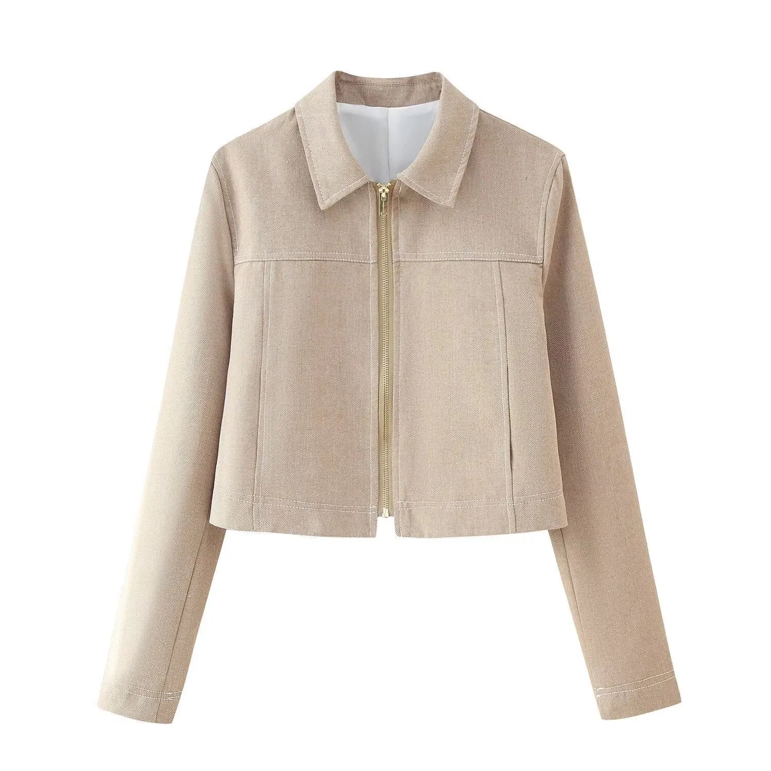 Women's herringbone pattern casual suit with 3D embroidery detailing on jacket and matching trousers