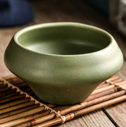 Porcelain Japanese soup bowl in stone conch shape with underglaze finish