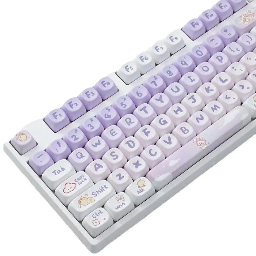 PBT gradient purple rabbit character key caps for mechanical keyboard customisation