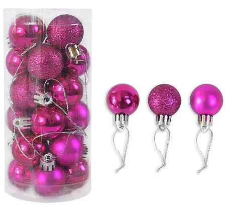 3cm diameter plastic Christmas baubles with shiny matte electroplated finish in multiple colours