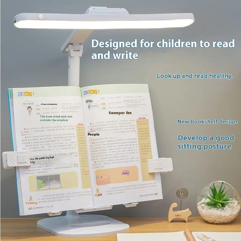 Adjustable reading bookshelf table lamp with three colour temperature settings and dual power modes