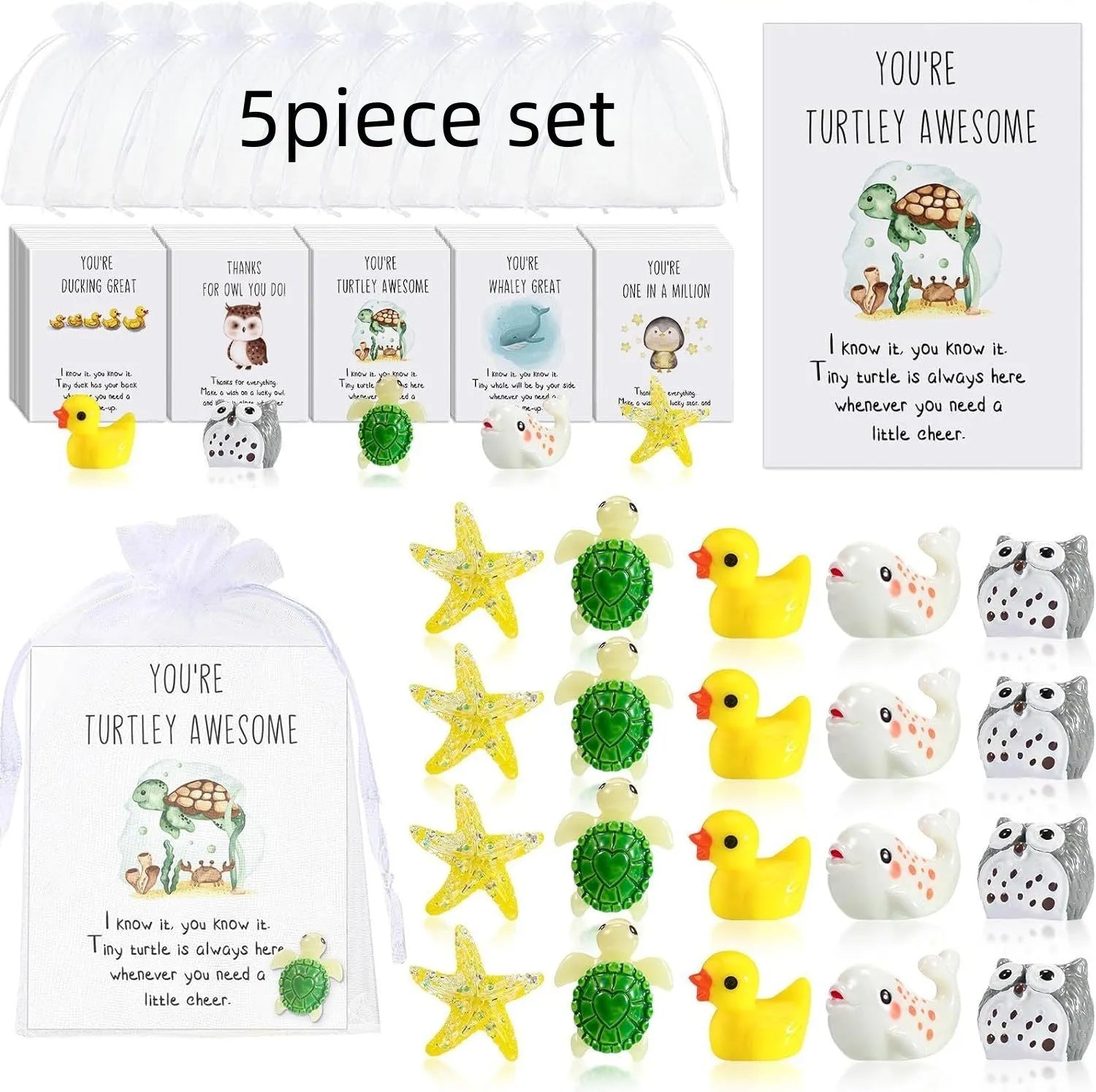Set of resin office memo cards with pun inspiration phrases in various set size options