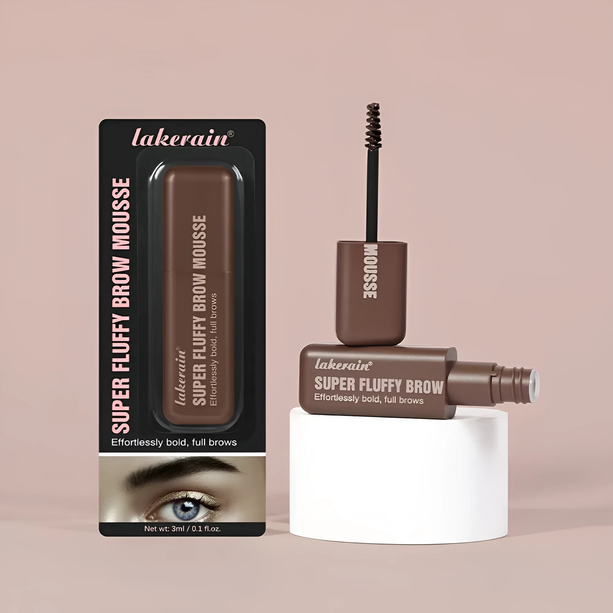 Eyebrow mousse cream in six colour shades including brown and black options