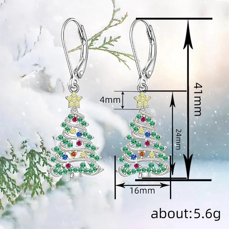 Women's white gold colour Christmas tree star earrings with copper construction