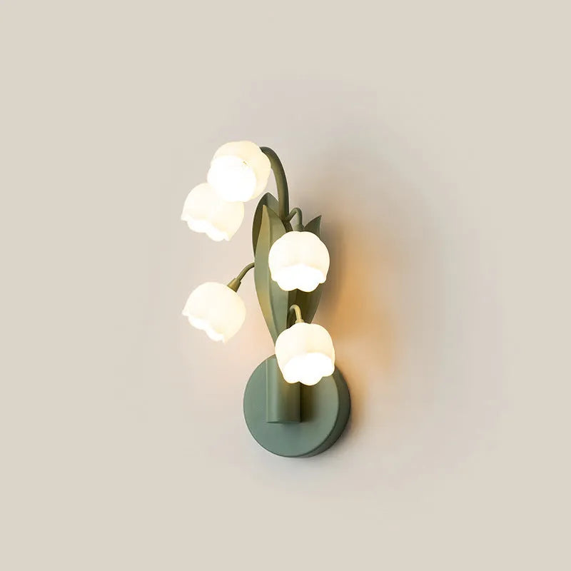 French pastoral style wall-mounted bedside lamp with modern minimalist design and green tricolour light