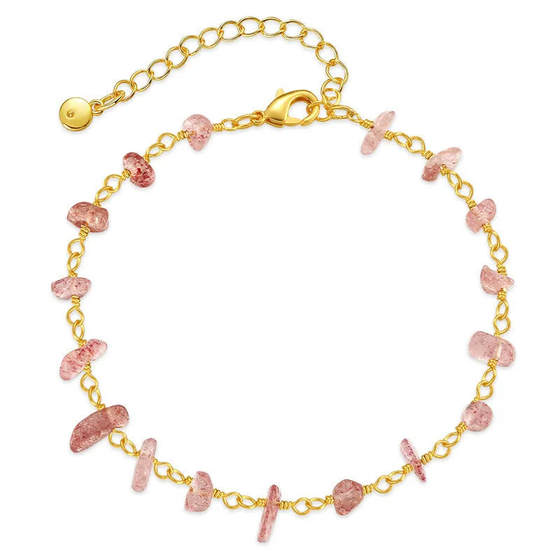 Women's irregular gravel turquoise bracelet in 18K copper with crystal elements